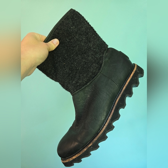 Sorel Winter Boots Mens Mad Slip sz 12 waterproof leather & felt wool Black - Picture 8 of 9